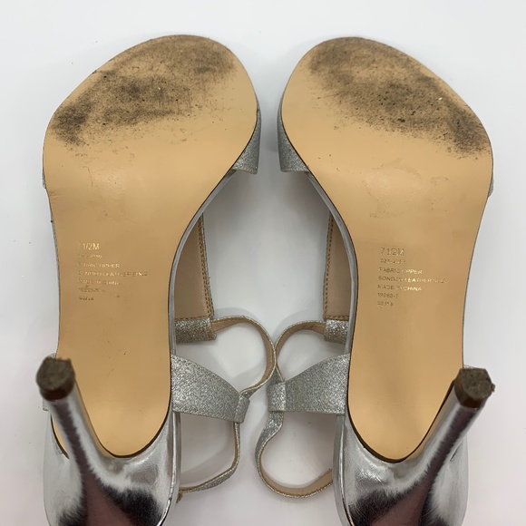 I. Miller Sparkly 4" Sandals Platinum 7 1/2 Shimmer Sparkle Strap Stilettos - Picture 9 of 10